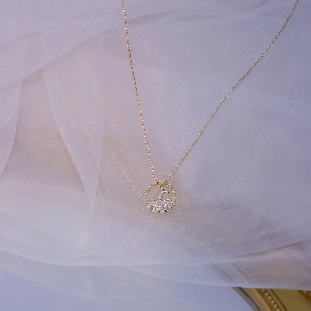 NEW 14K Gold Plated Diamond Mermaid Necklace a